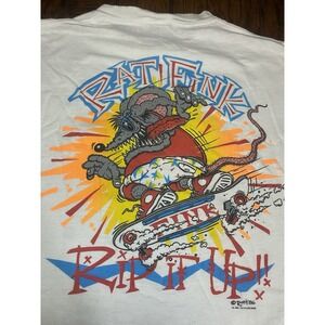 1986 VINTAGE 80s ED ROTH RAT FINK CARTOON T-SHIRT SURF SKATEBOARDING SKATEBOARD